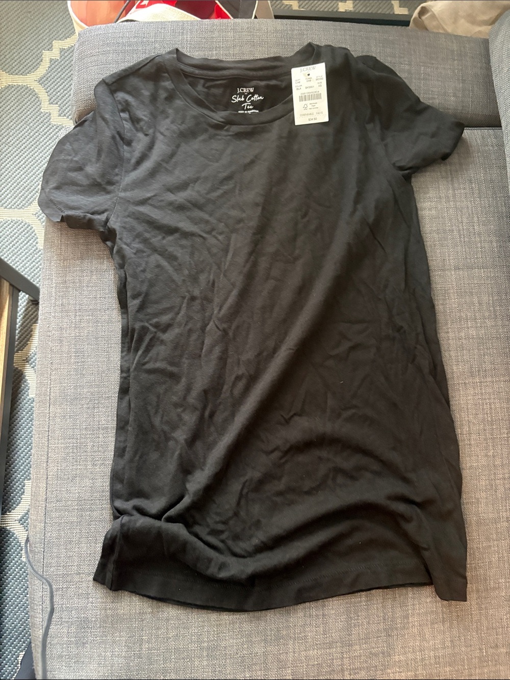 NEW WITH TAGS!! J. Crew Black Slub Cotton Tee - Crewneck Short Sleeve